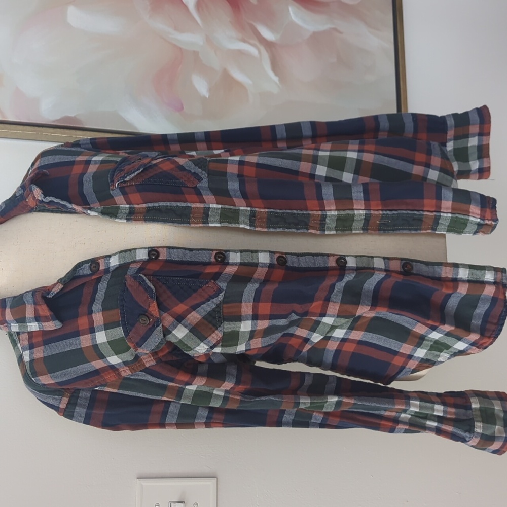 Men's American Eagle Orange/Blue Flannel Size Medium